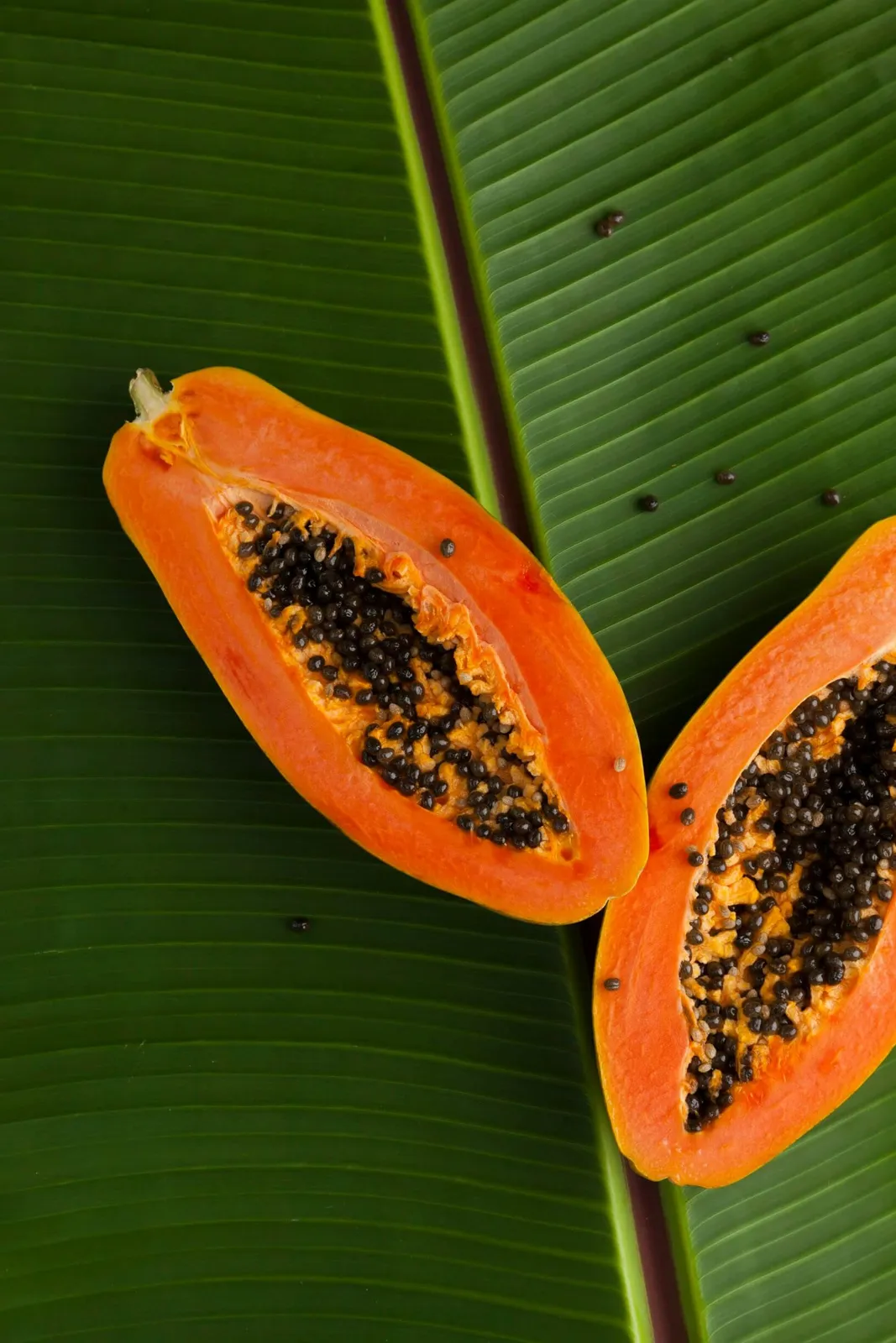 Papaya on a banana leaf